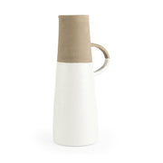 Garand Large 18.8H Two - Toned White Natural Ceramic Jug - Central Designs