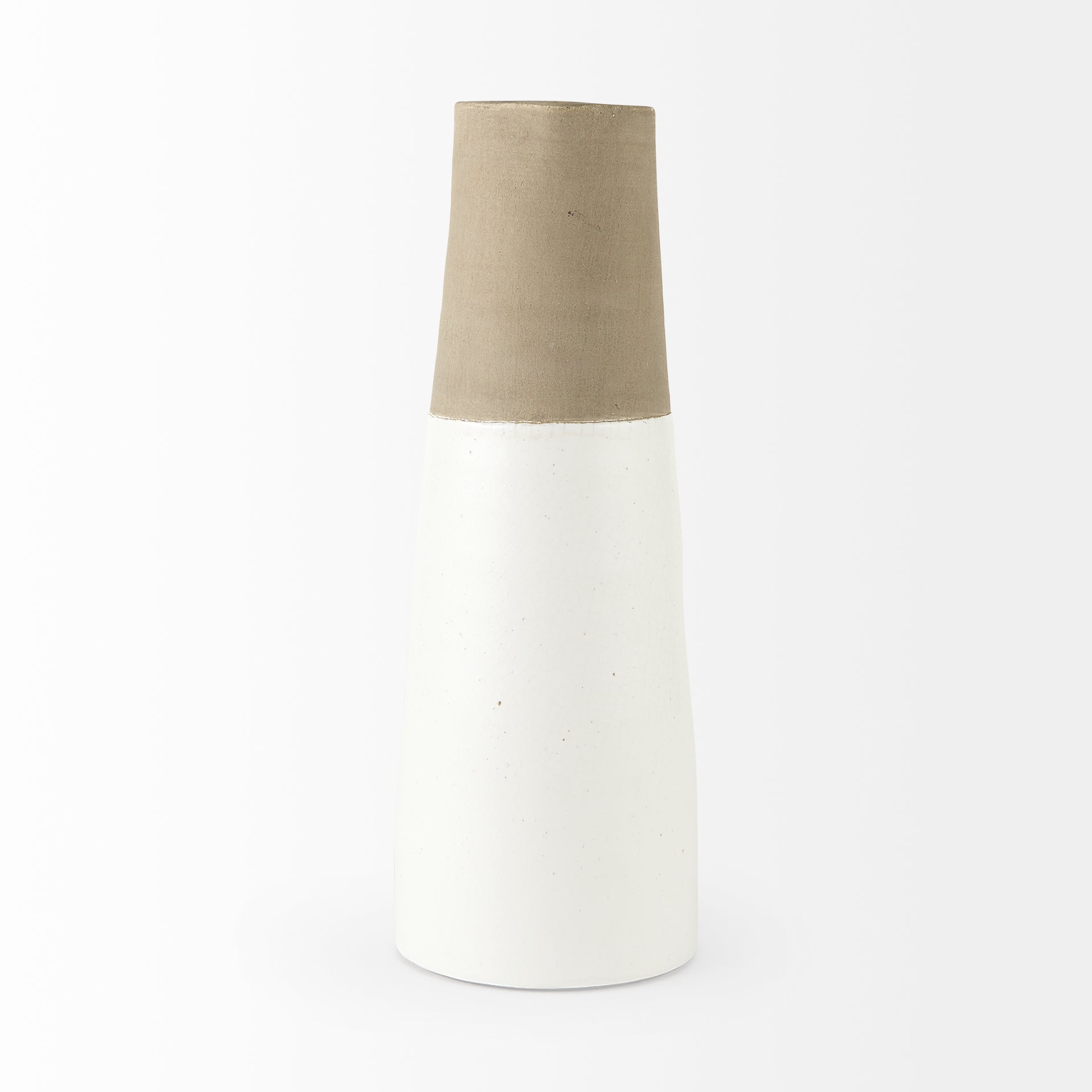 Garand Large 18.8H Two - Toned White Natural Ceramic Jug - Central Designs