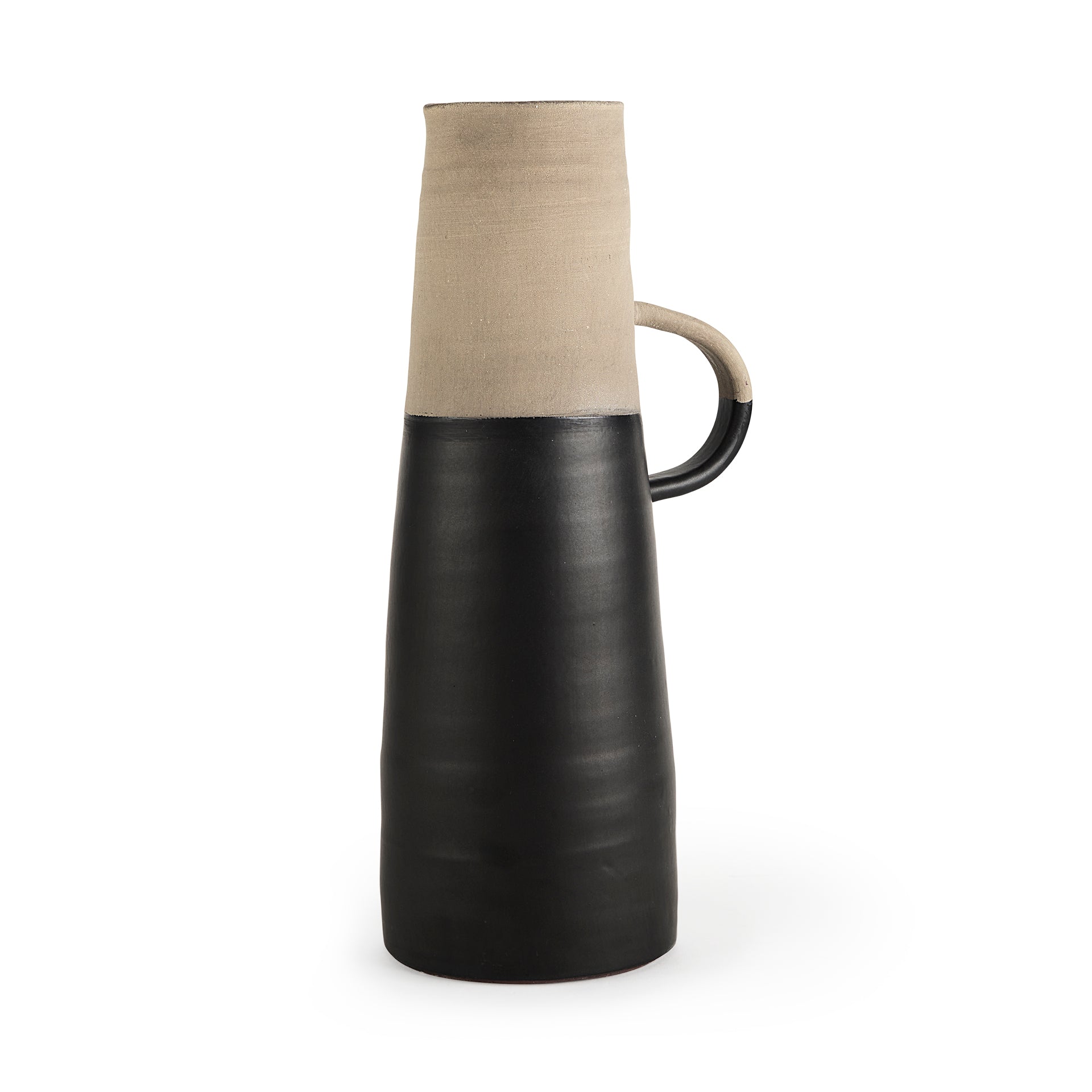 Garand Large 18.8H Two - Toned Black/Natural Ceramic Jug - Central Designs