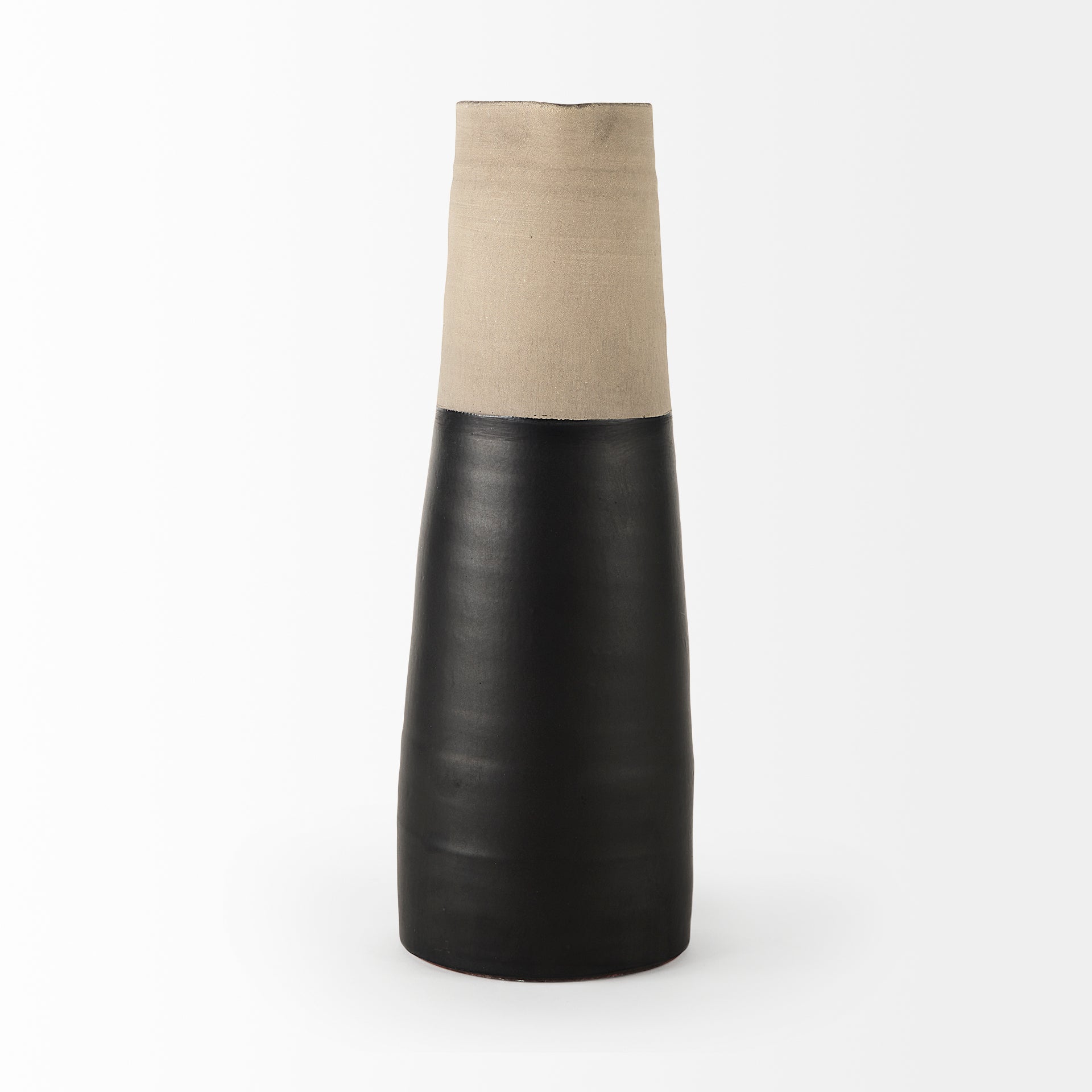 Garand Large 18.8H Two - Toned Black/Natural Ceramic Jug - Central Designs