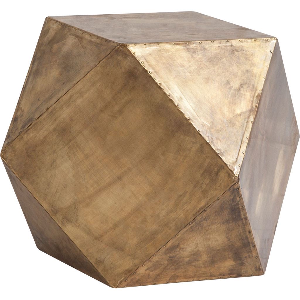 Exagoni 26" x 18.5" Hexagonal Brass Plated Hexagonal End/Side Table
