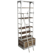 Brodie III 32L x 22W x 94H  Medium Brown Wood Silver Accent Four Shelf Shelving Unit