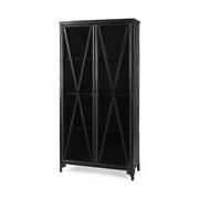 Poppy II 73.8" H Black Metal With Glass Door Display Cabinet - Central Designs