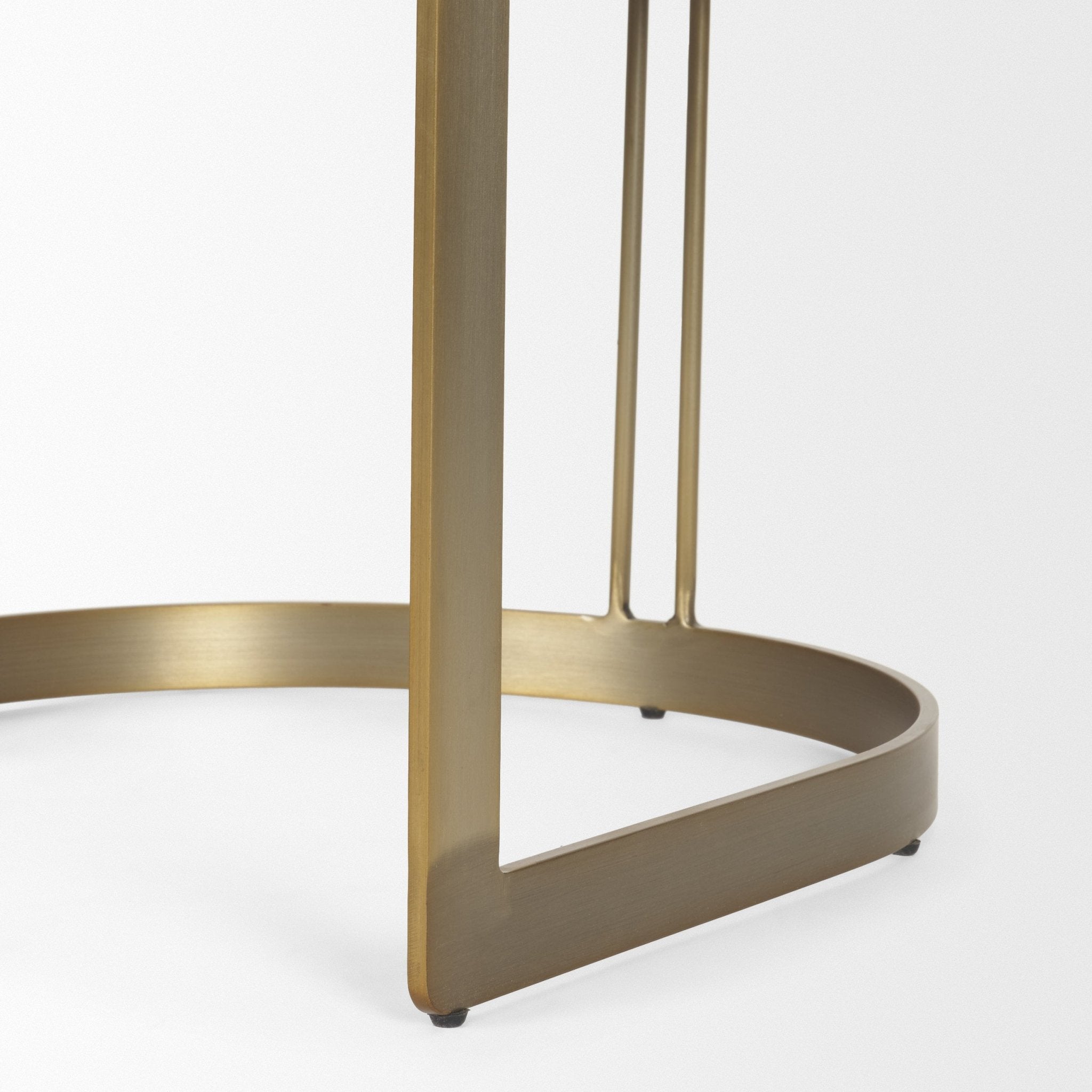 Hollyfield II Black Leather Seat Gold Iron Frame Dining Chair - Central Designs