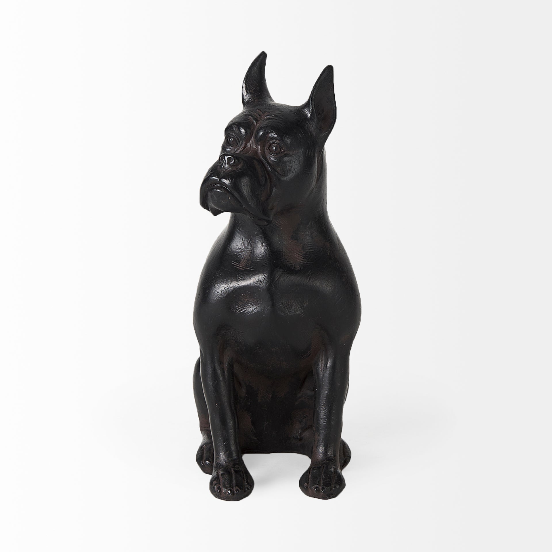Rocky 4L x 5W Black Resin Boxer Dog
