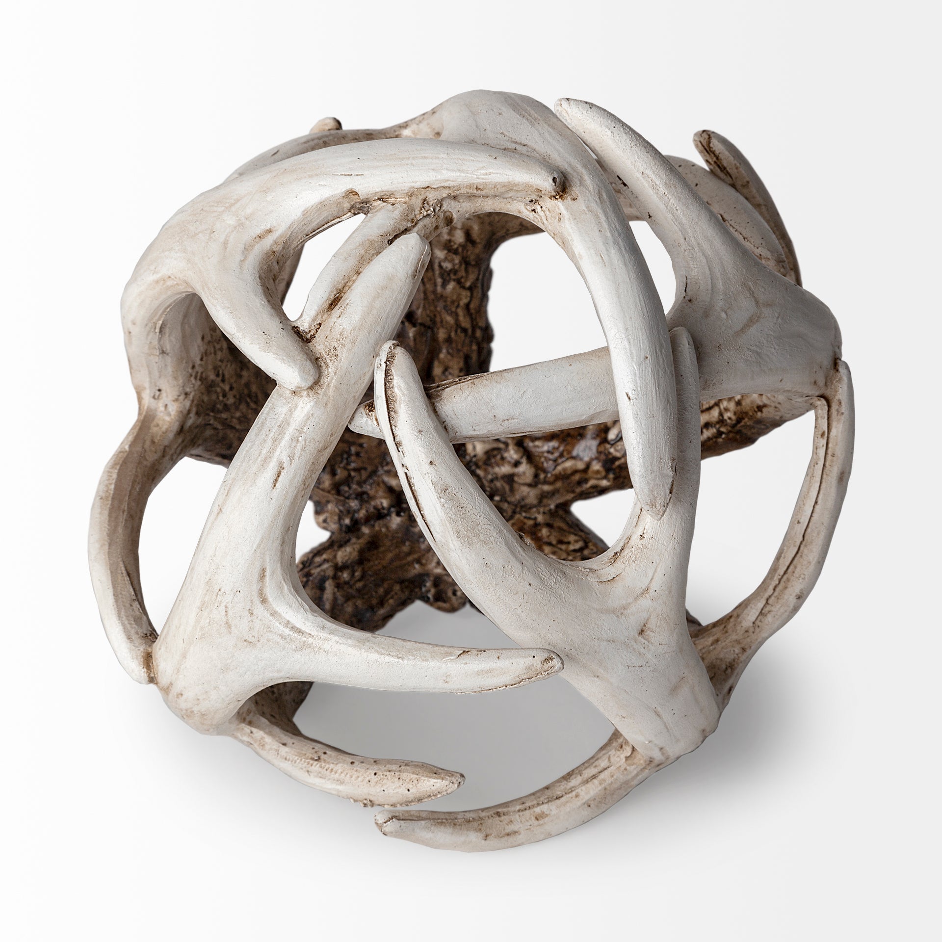 Ramus I (Small) 5L x 5W Brown Antler Shaped Decorative Resin Orb Ball - Central Designs