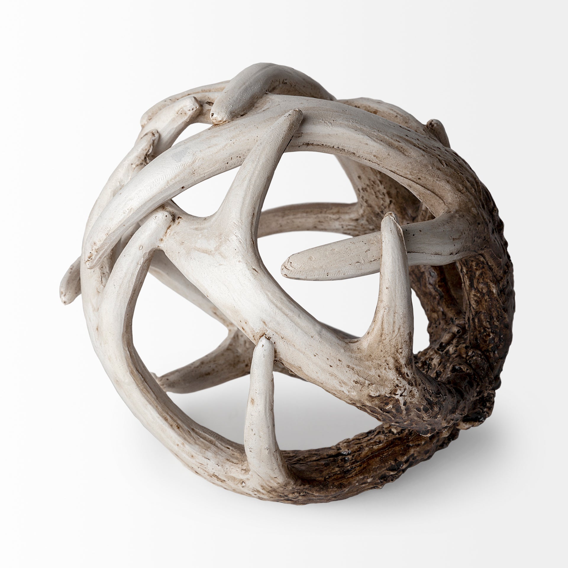Ramus I (Small) 5L x 5W Brown Antler Shaped Decorative Resin Orb Ball - Central Designs