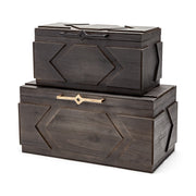 Cassia Set of 2 Brown Wooden Boxes - Central Designs