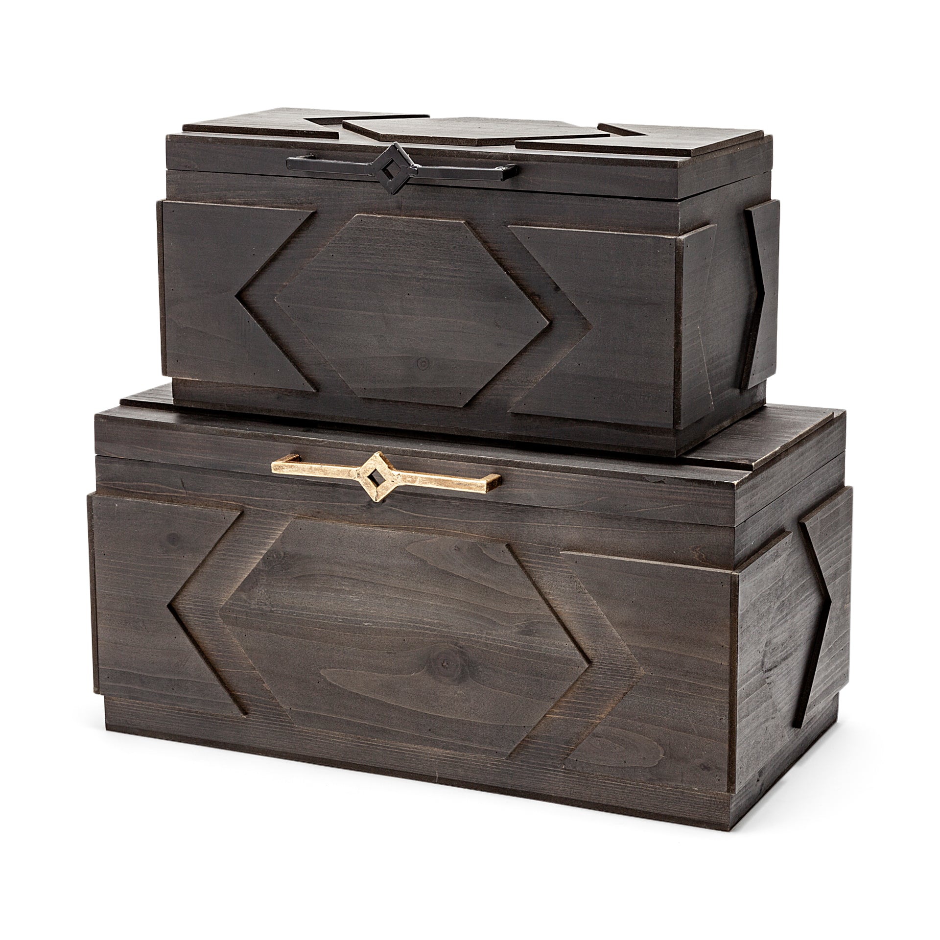 Cassia Set of 2 Brown Wooden Boxes - Central Designs