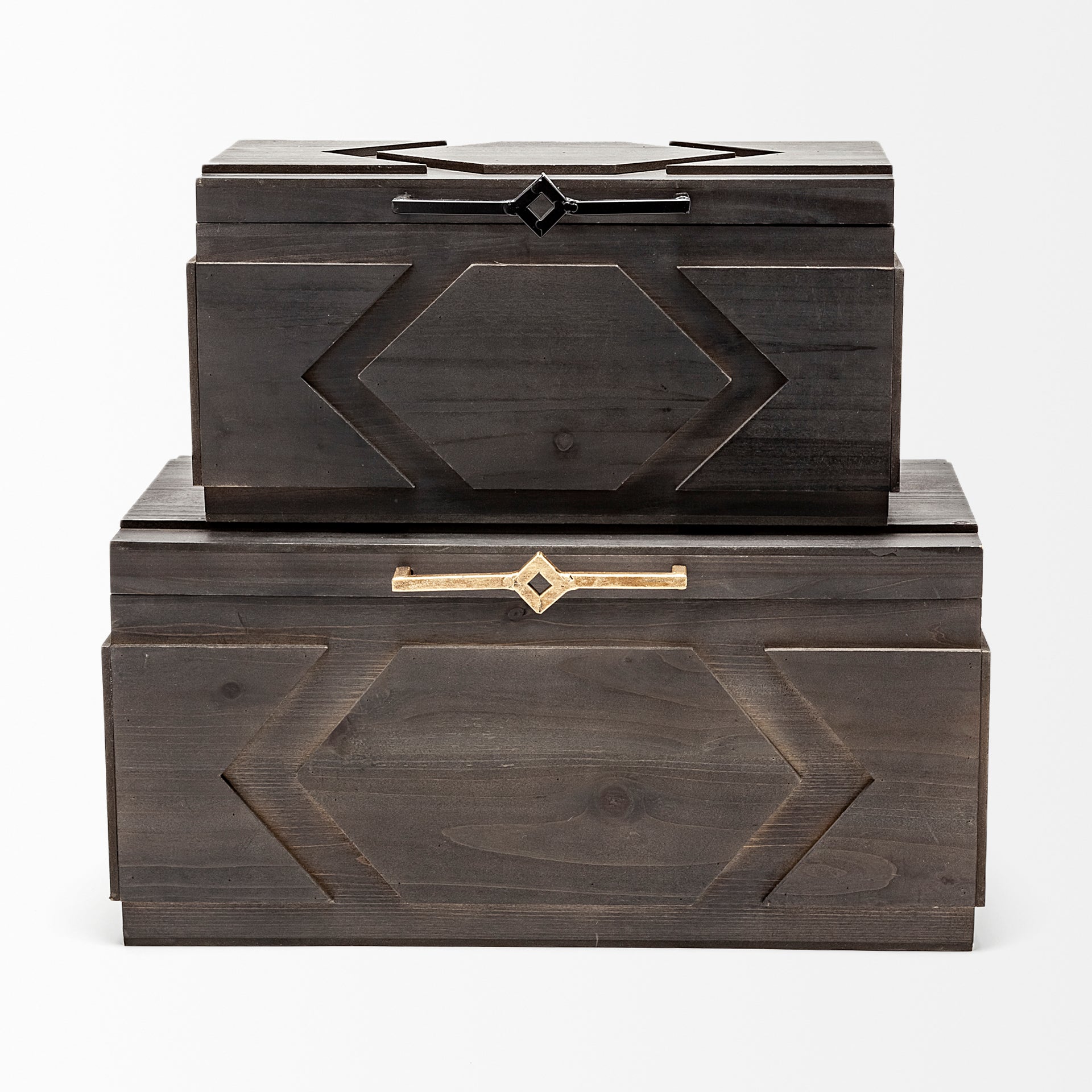 Cassia Set of 2 Brown Wooden Boxes - Central Designs