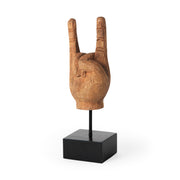 Saxum 4L x 4W Natural Wooden Carved Hang Loose Hand - Central Designs