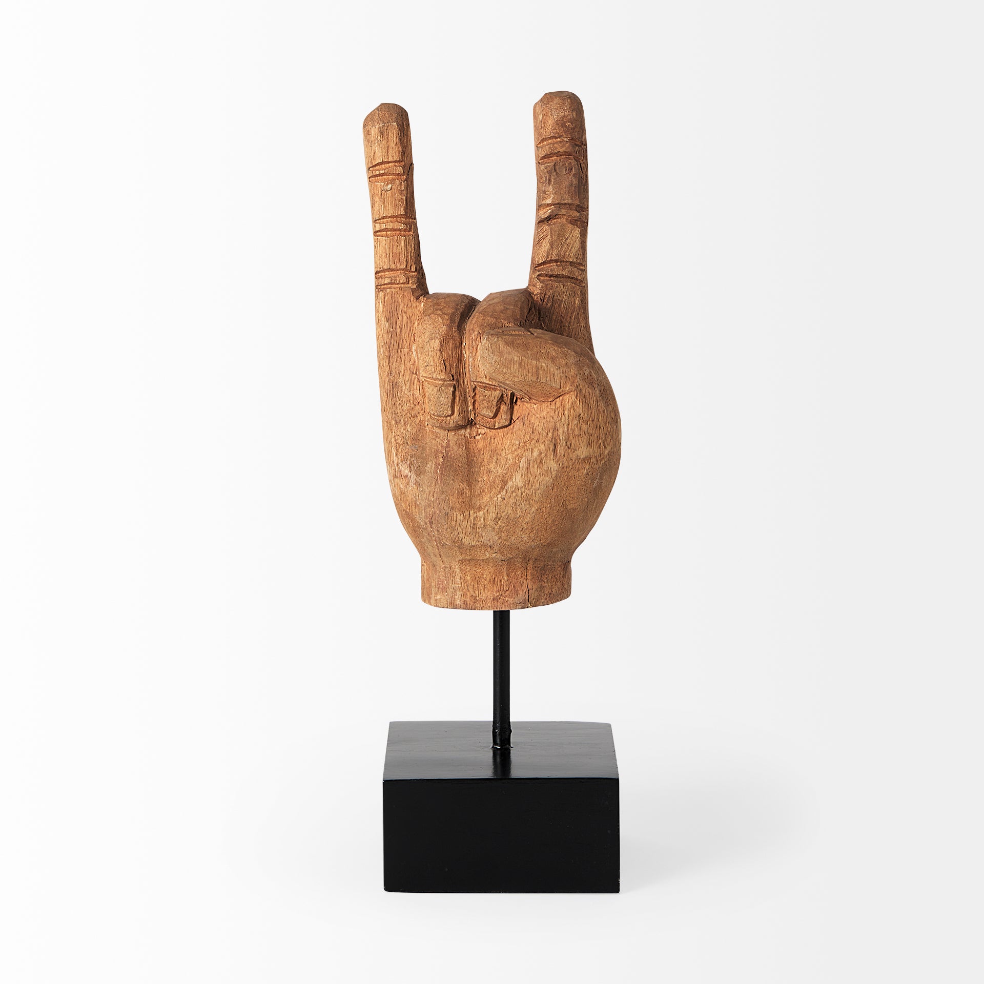 Saxum 4L x 4W Natural Wooden Carved Hang Loose Hand - Central Designs