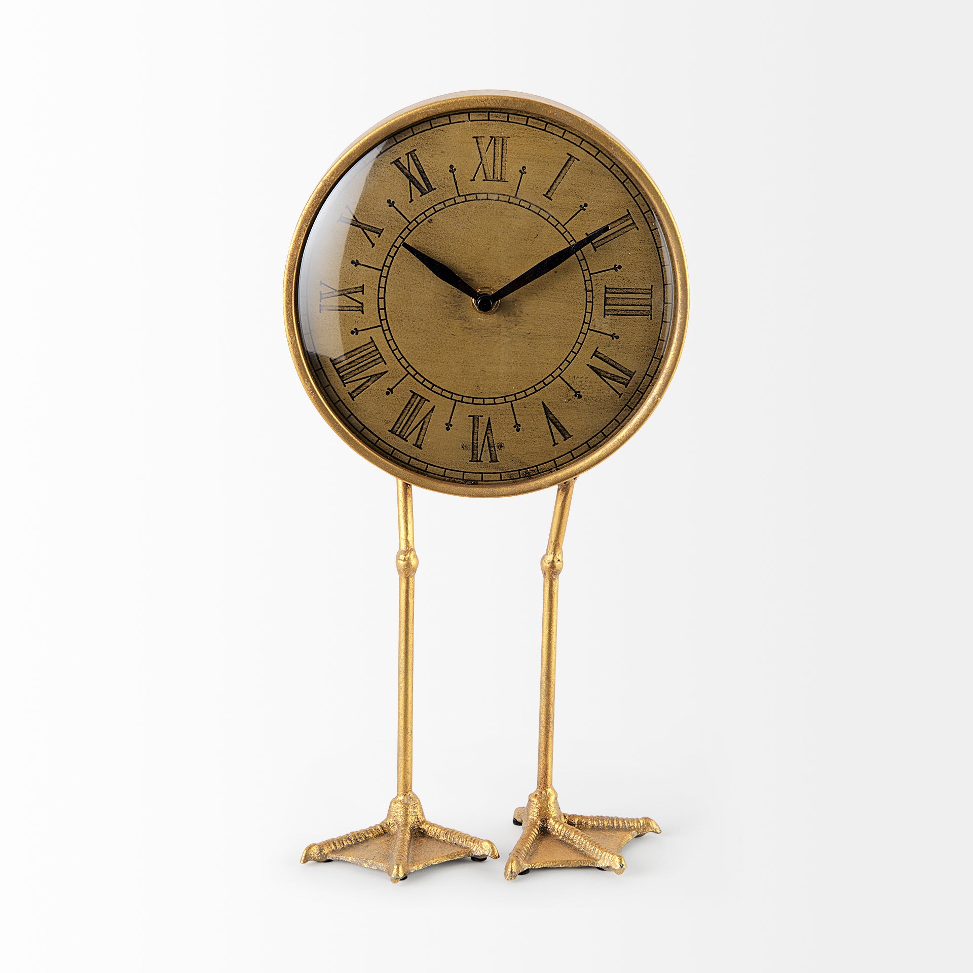 Chadwick Antiqued Brass Duck Leg Table Clock