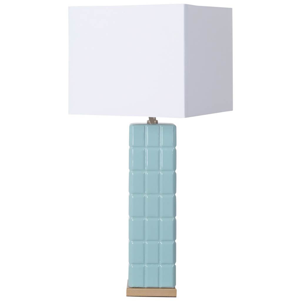 Berkley II (30"H) Sky-Blue Ceramic Rectangular Base w/ White Shade Table Lamp
