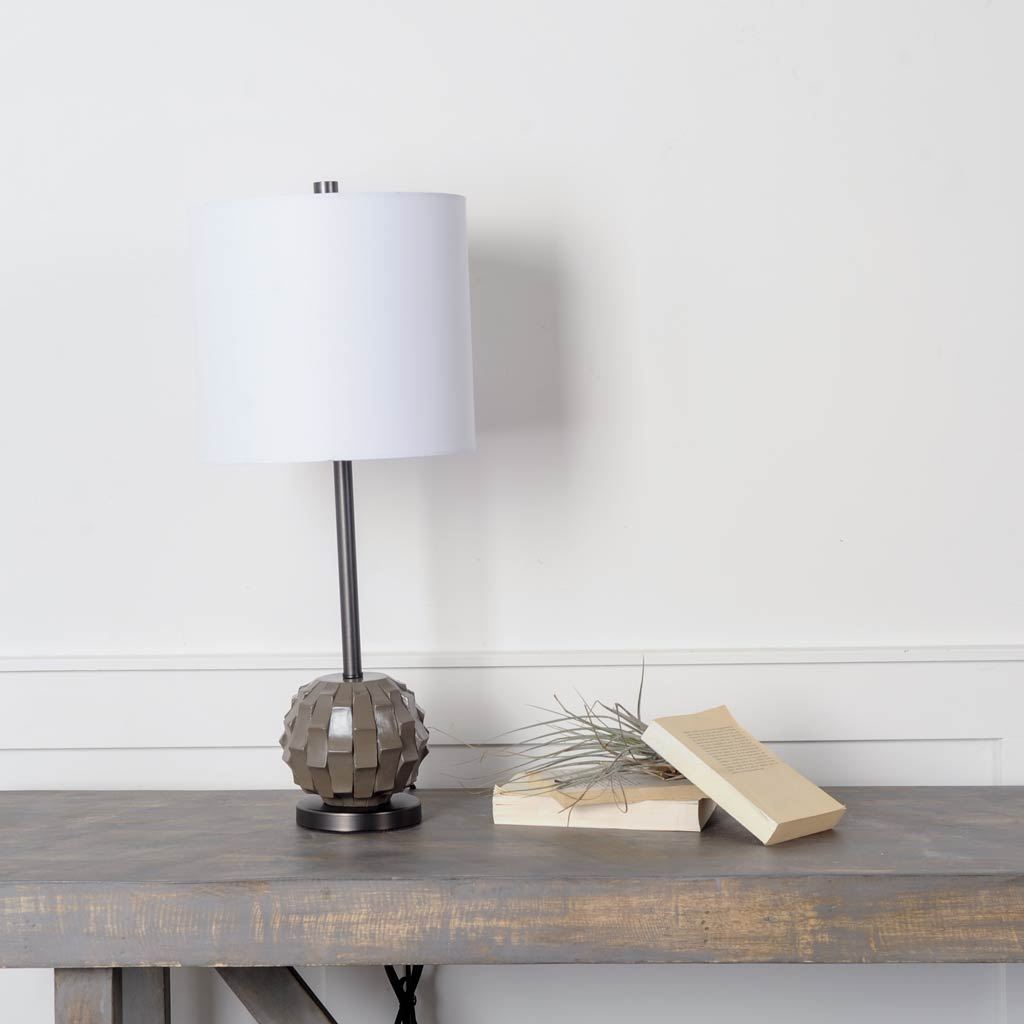 Brant I 25" Brown Resin Base White Shade Table Lamp