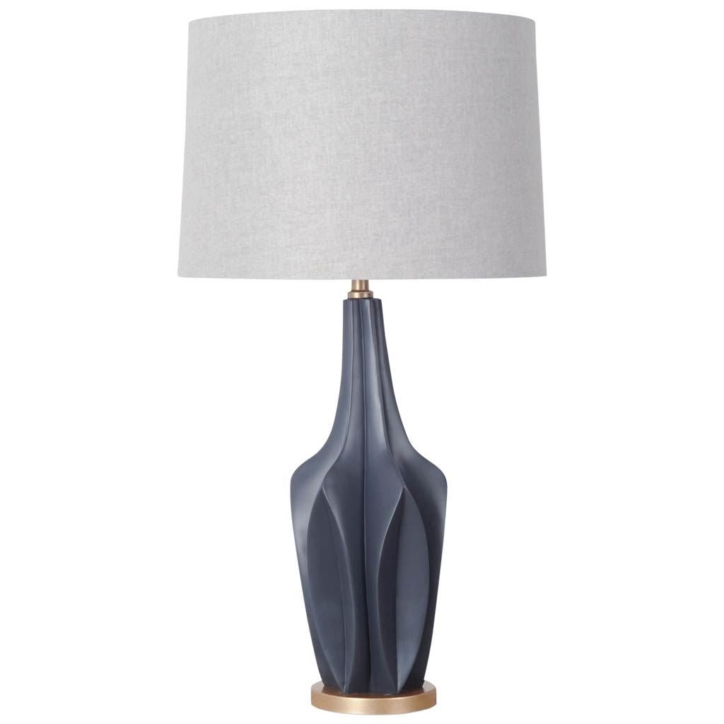 Bravar III 30" Gray - Blue Resin Base w/ Gray Fabric Shade Table Lamp - Central Designs