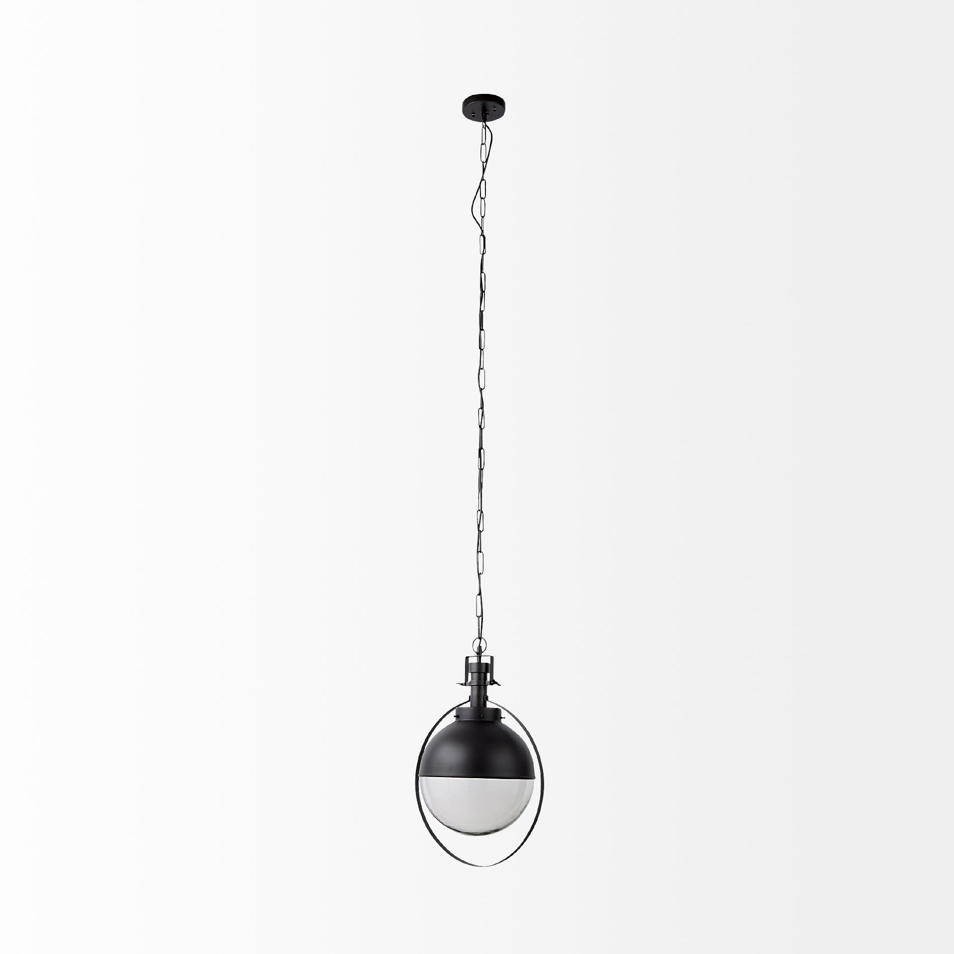 Leighton II 15x20 Black Metal Spherical Pendant Light - Central Designs