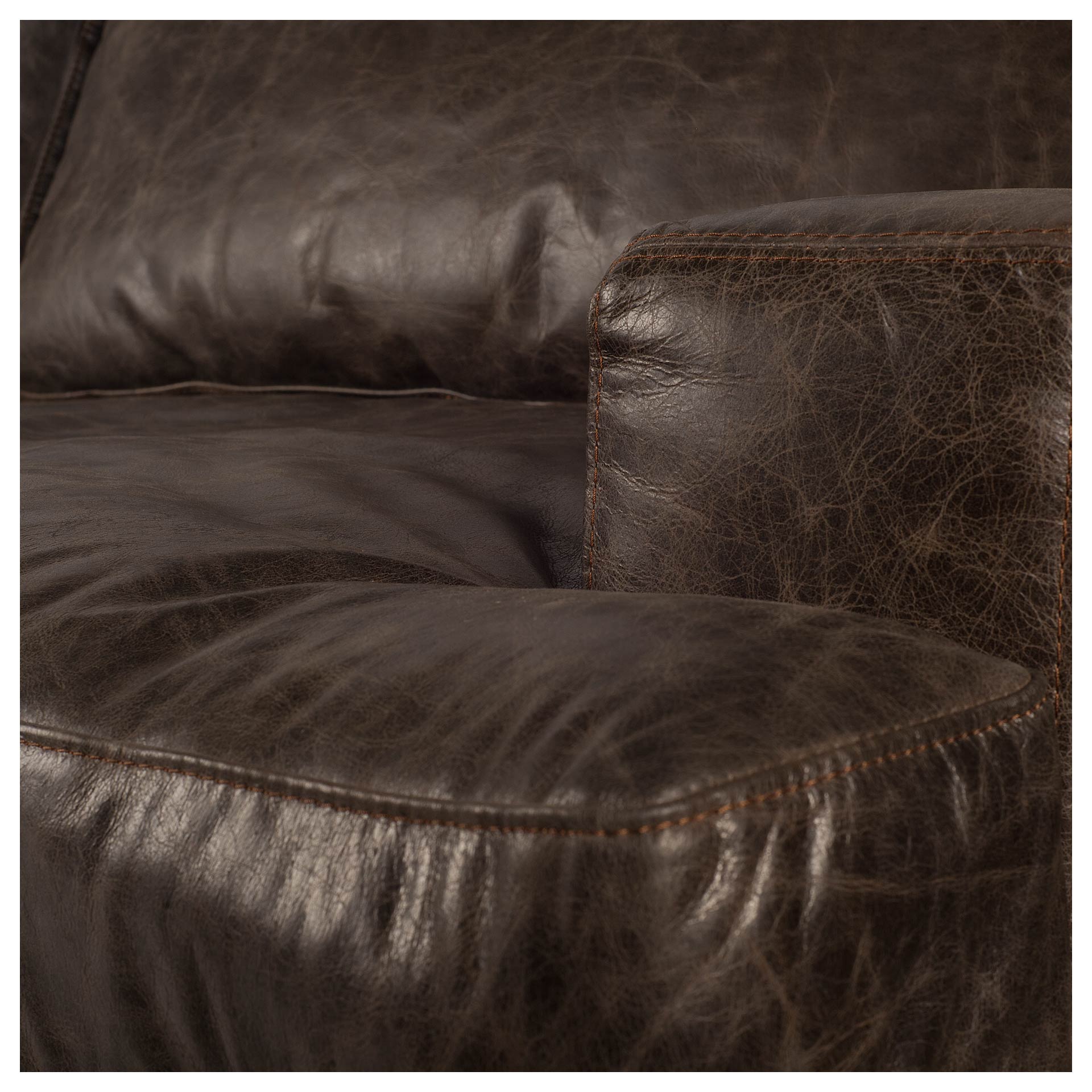 Colburne II 96" Brown Leather Three Seater Sofa
