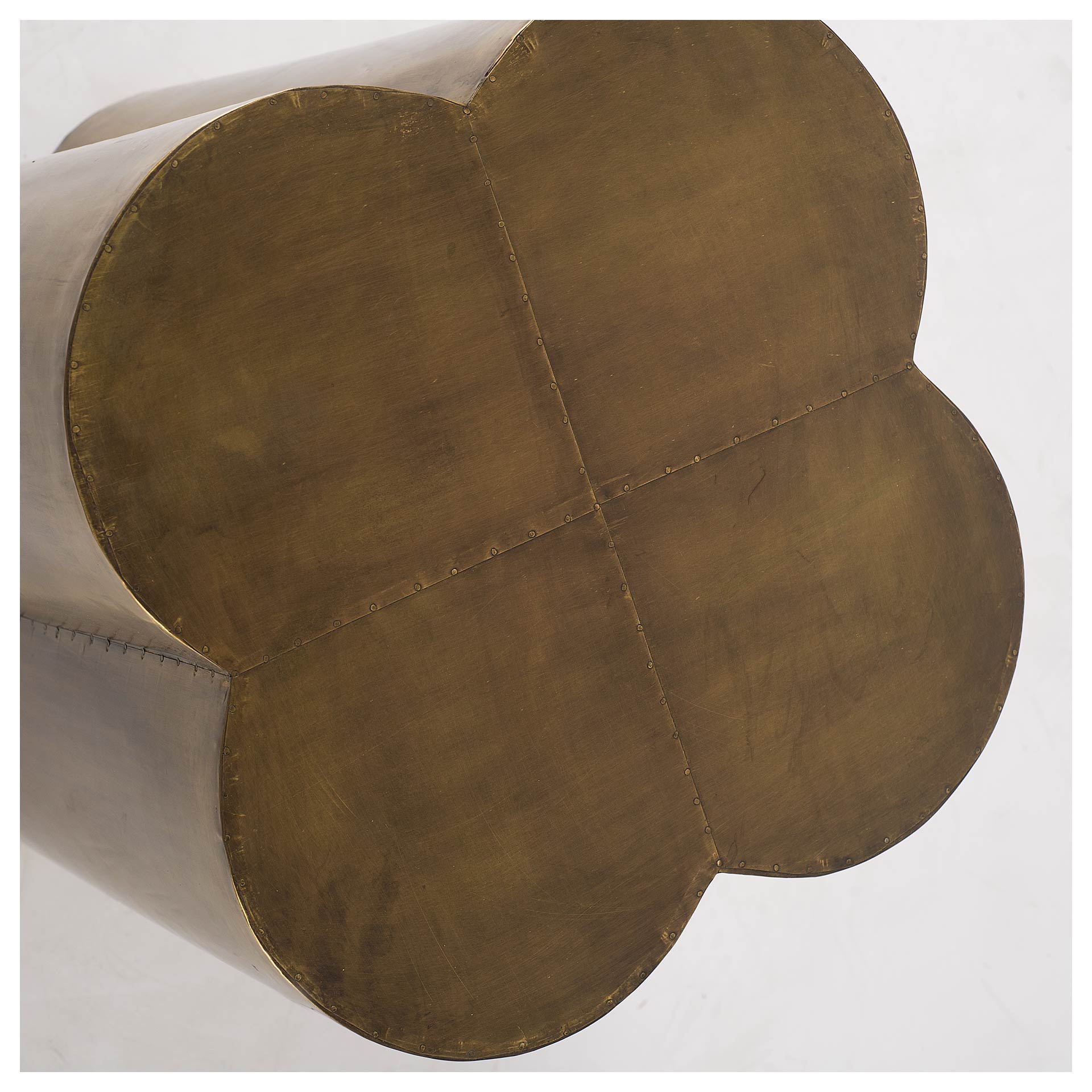 Quatrefoil 18L x 18W Gold Flower W/ Wooden Top Brass Cladding Accent Table - Central Designs