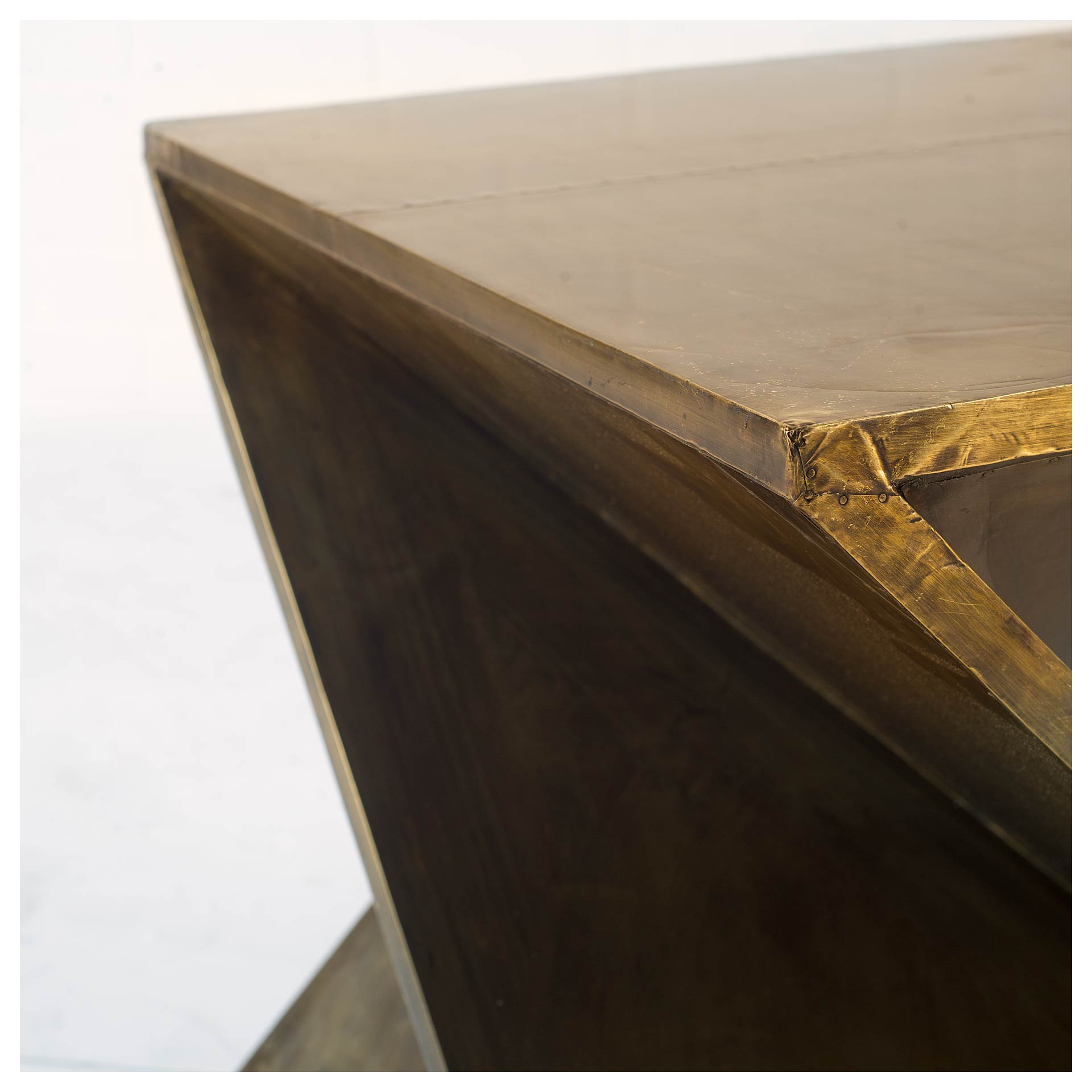 Zelda 20L x 20W Gold Metal - Cladded Z - Shaped Wooden Accent Table - Central Designs