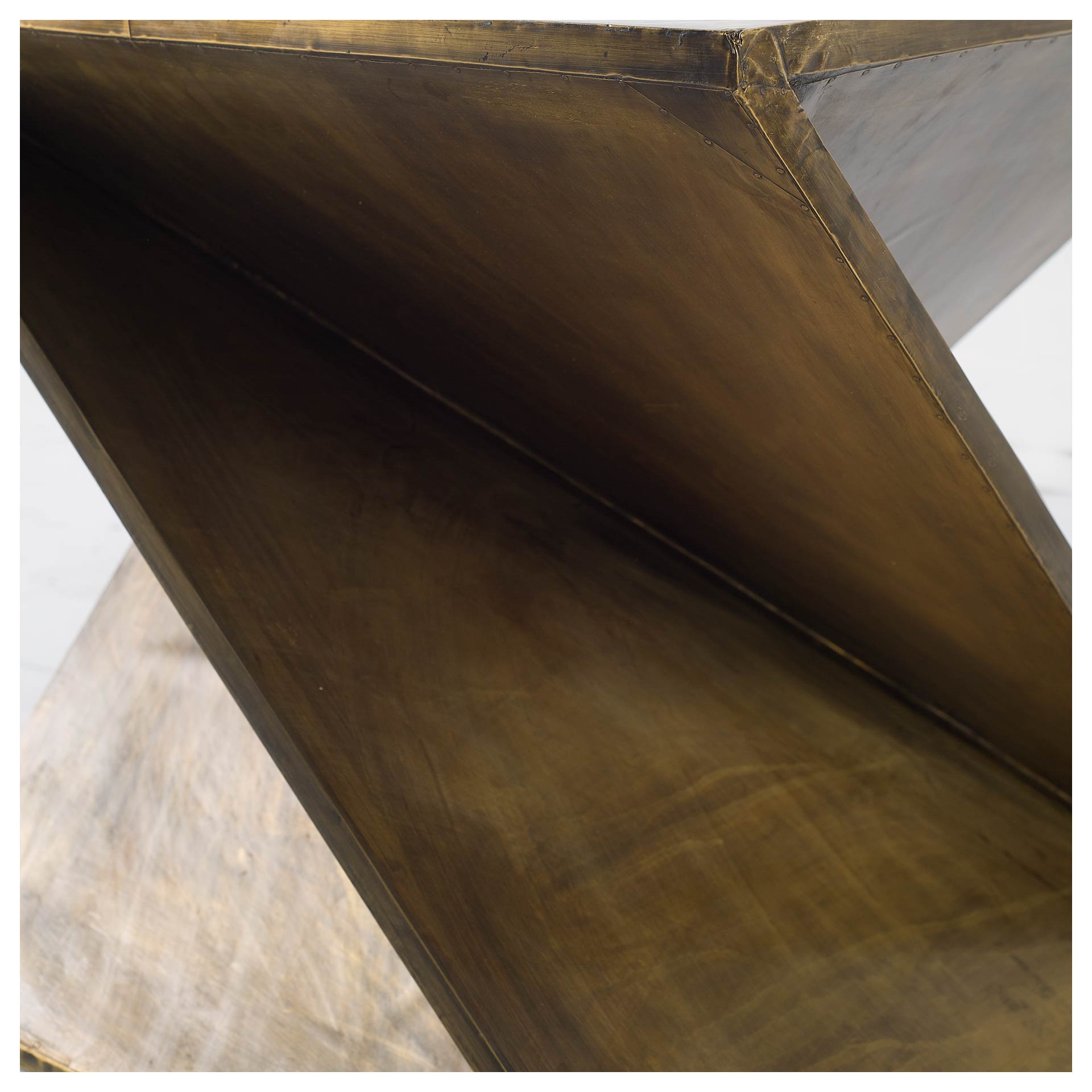 Zelda 20L x 20W Gold Metal - Cladded Z - Shaped Wooden Accent Table - Central Designs