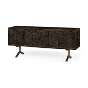 Hollandsworth 73.5x19x32 Brown Solid Wood Body W/Nickel Finish Metal Legs Sideboard - Central Designs