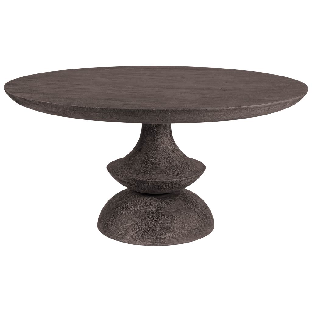Crossman 60" Round Dark Brown/Gray Solid Wood Table Top & Base Dining Table - Central Designs