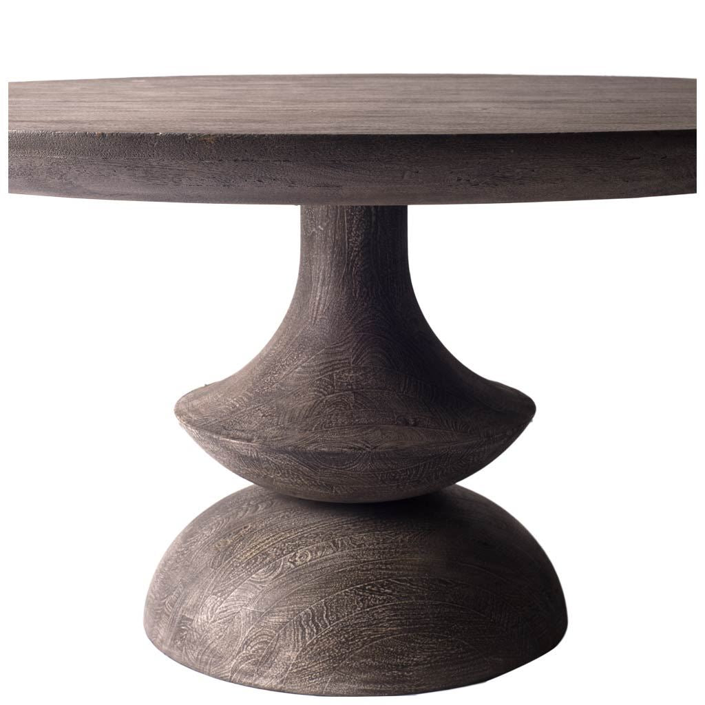 Crossman 60" Round Dark Brown/Gray Solid Wood Table Top & Base Dining Table - Central Designs
