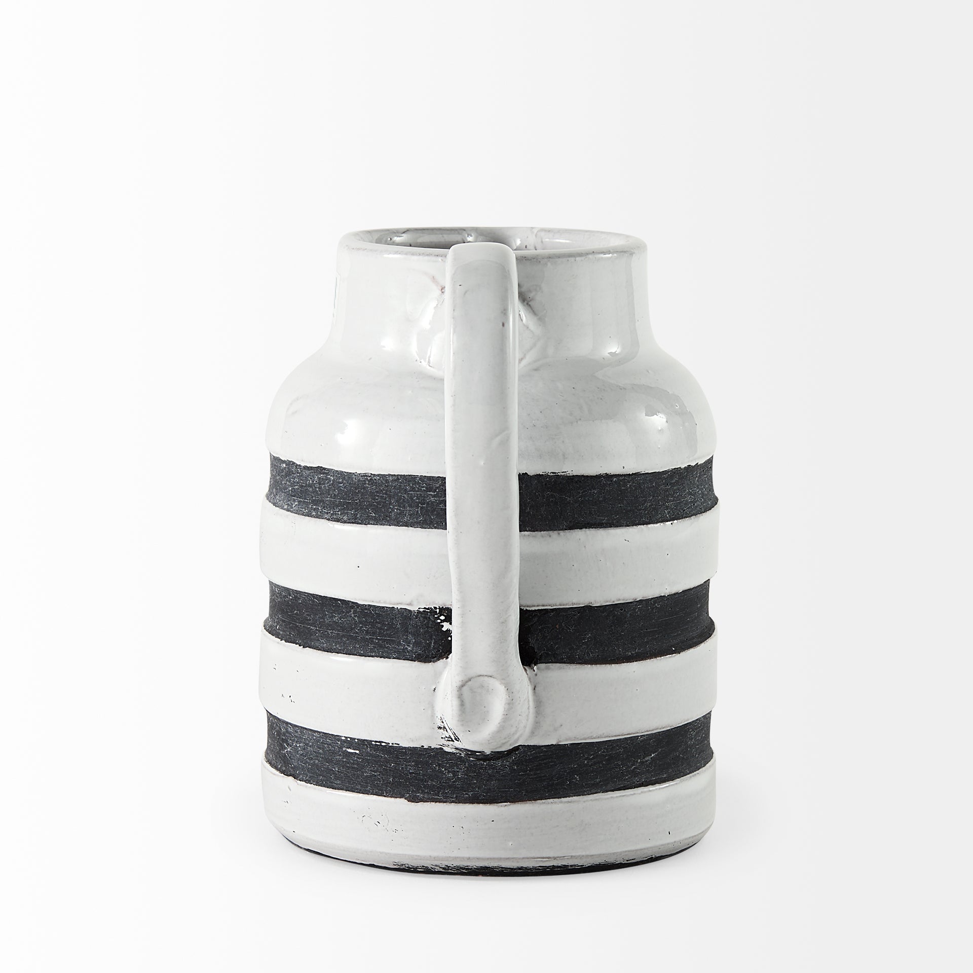 Harmon I Small White w/ Charcoal Stripes Ceramic Jug