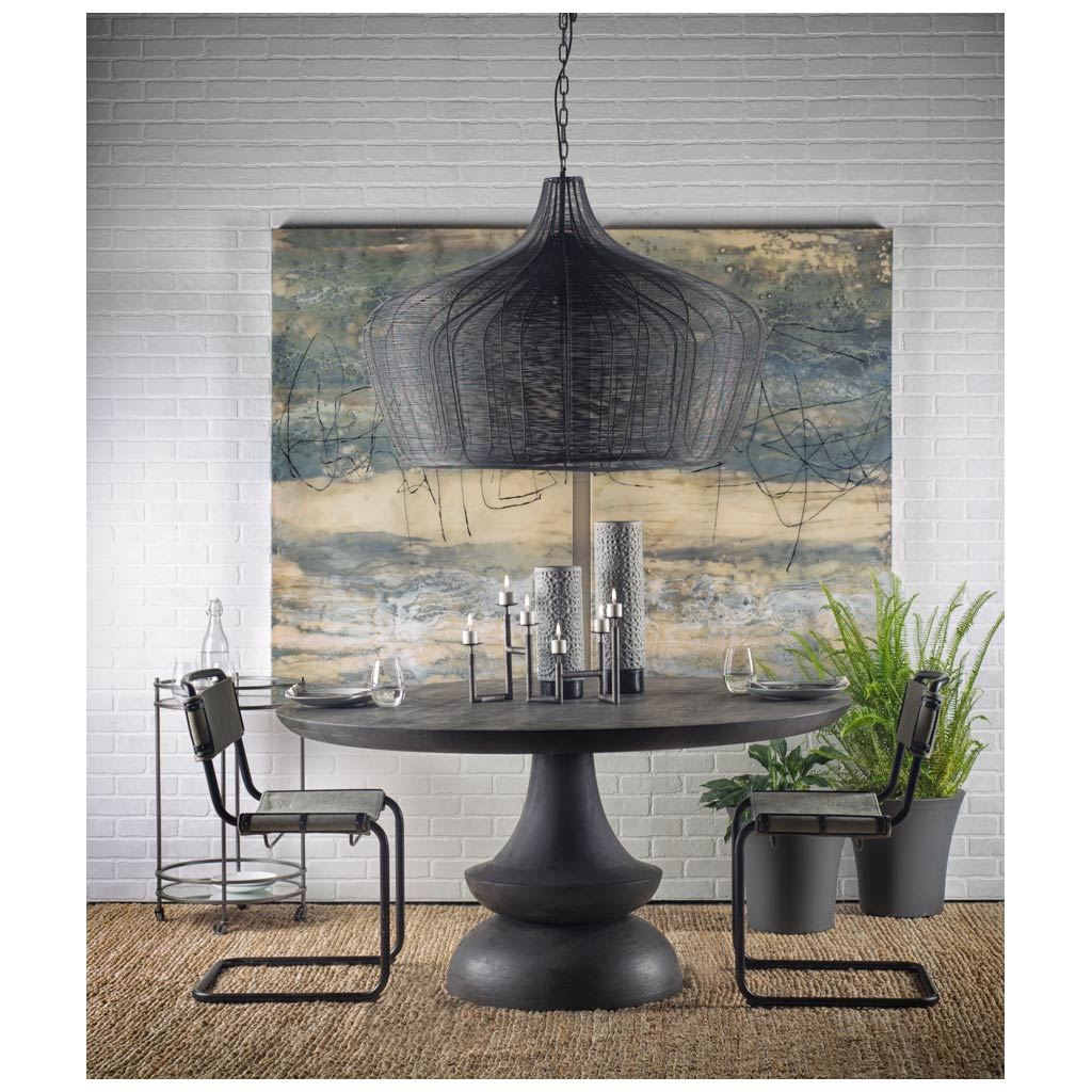 Crossman 60" Round Dark Brown/Gray Solid Wood Table Top & Base Dining Table - Central Designs