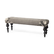 Alhambra 55L x 14W Upholstered Gray Seat W/Black Wood Legs Accent Bench - Central Designs
