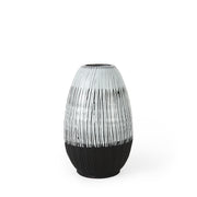Tanami II Short Dark Brown/White Glazed Ceramic Vase