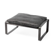 Hornet II 14"H Black Leather Black Metal Base Ottoman