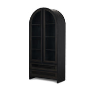 Gehry 72.3" H Dark Brown Metal Brown Wood and Glass Door Display Cabinet - Central Designs