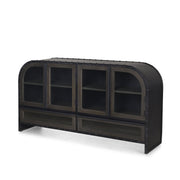 Gehry I 62.3x16.5 Black Metal Frame w/Wood Accent 4 Cabinet Door Two Drawer Sideboard - Central Designs