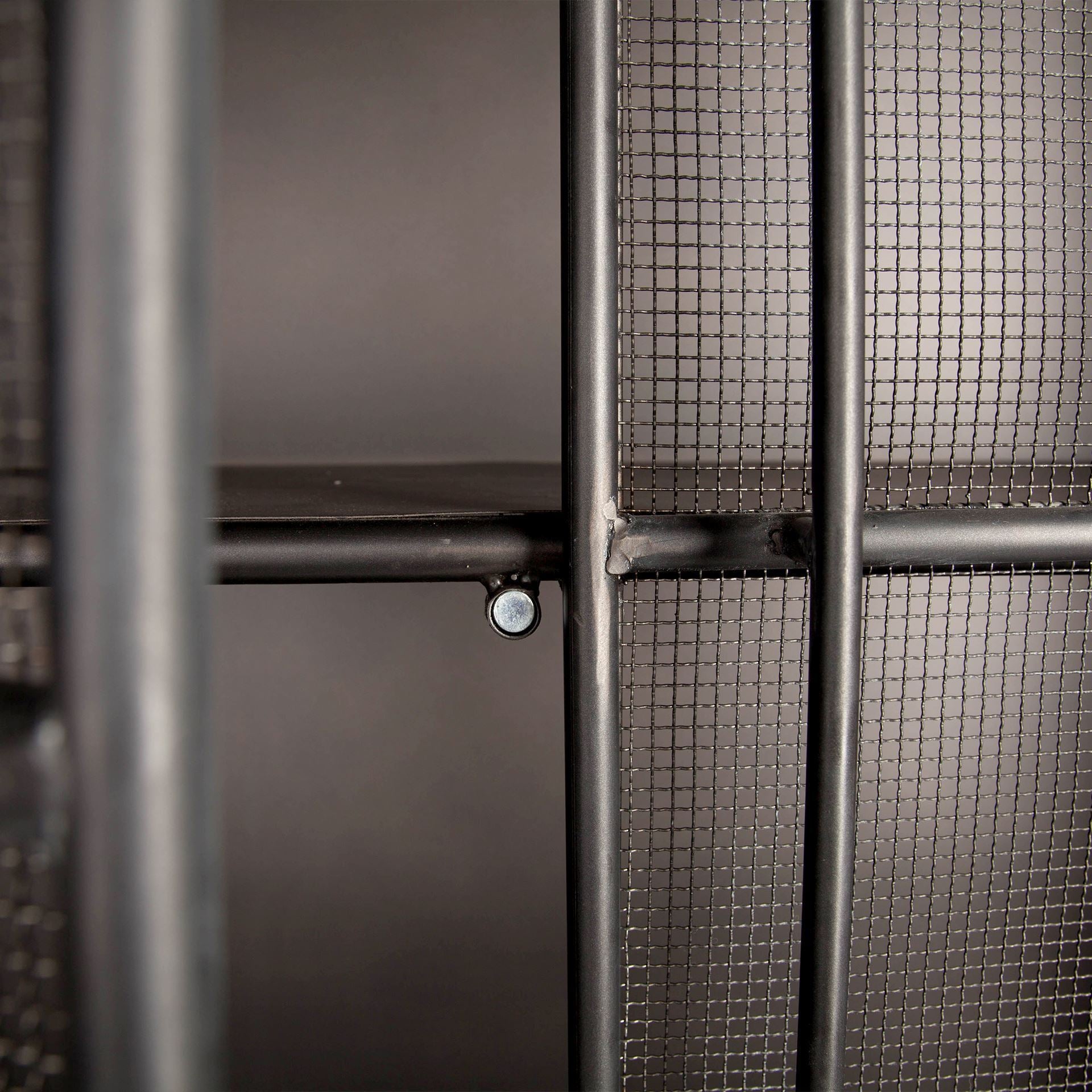 Klaus 74.5" H Dark Brown Polished Metal Mesh Door Display Cabinet - Central Designs