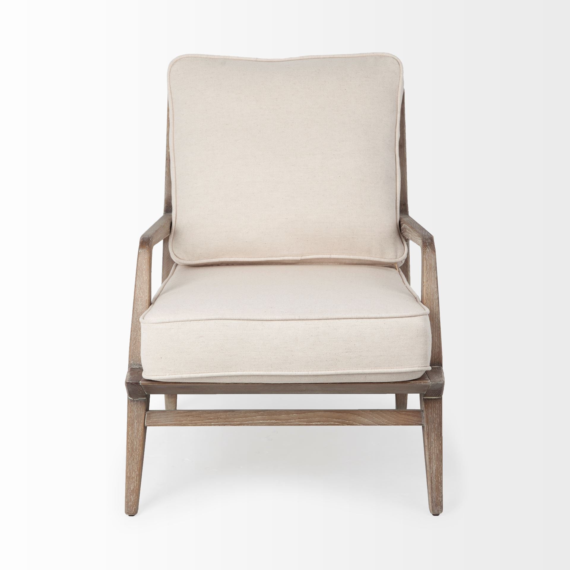 Harman II Off-White Fabric Seat w/ Wood Frame Accent Chair