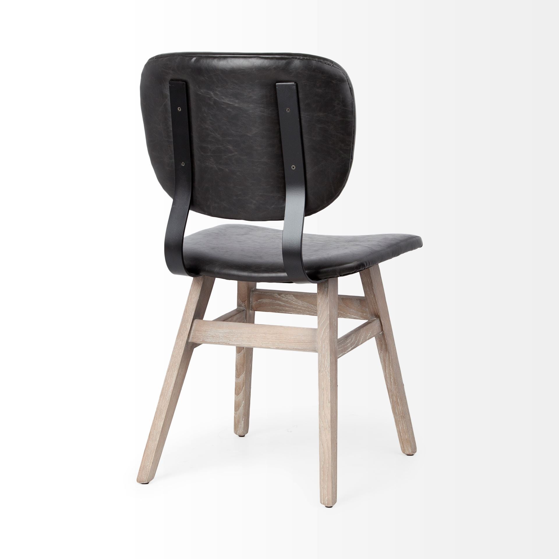 Haden I Black Faux - Leather Wrap Brown Solid Wood and Iron Base Dining Chair - Central Designs