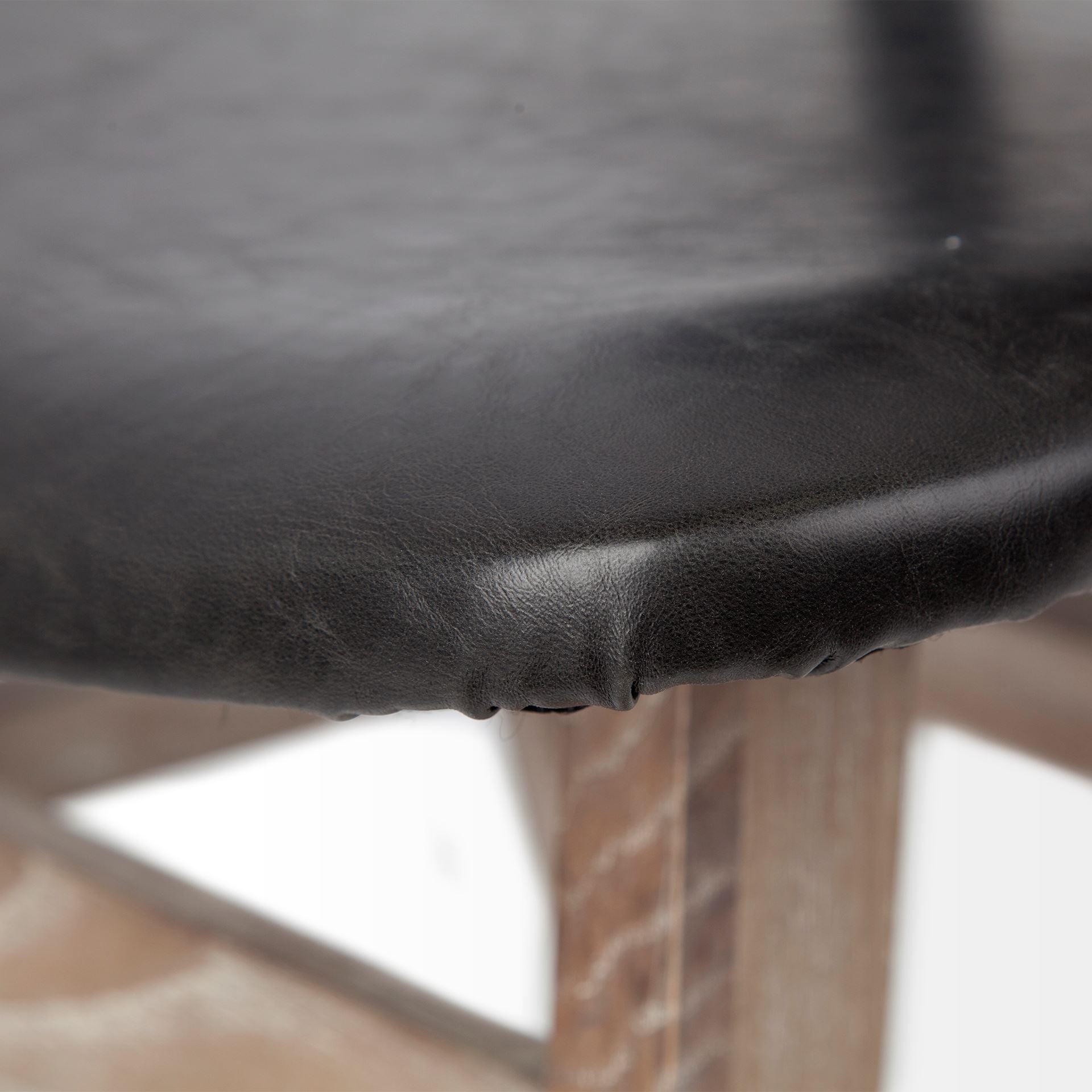 Haden I Black Faux - Leather Wrap Brown Solid Wood and Iron Base Dining Chair - Central Designs