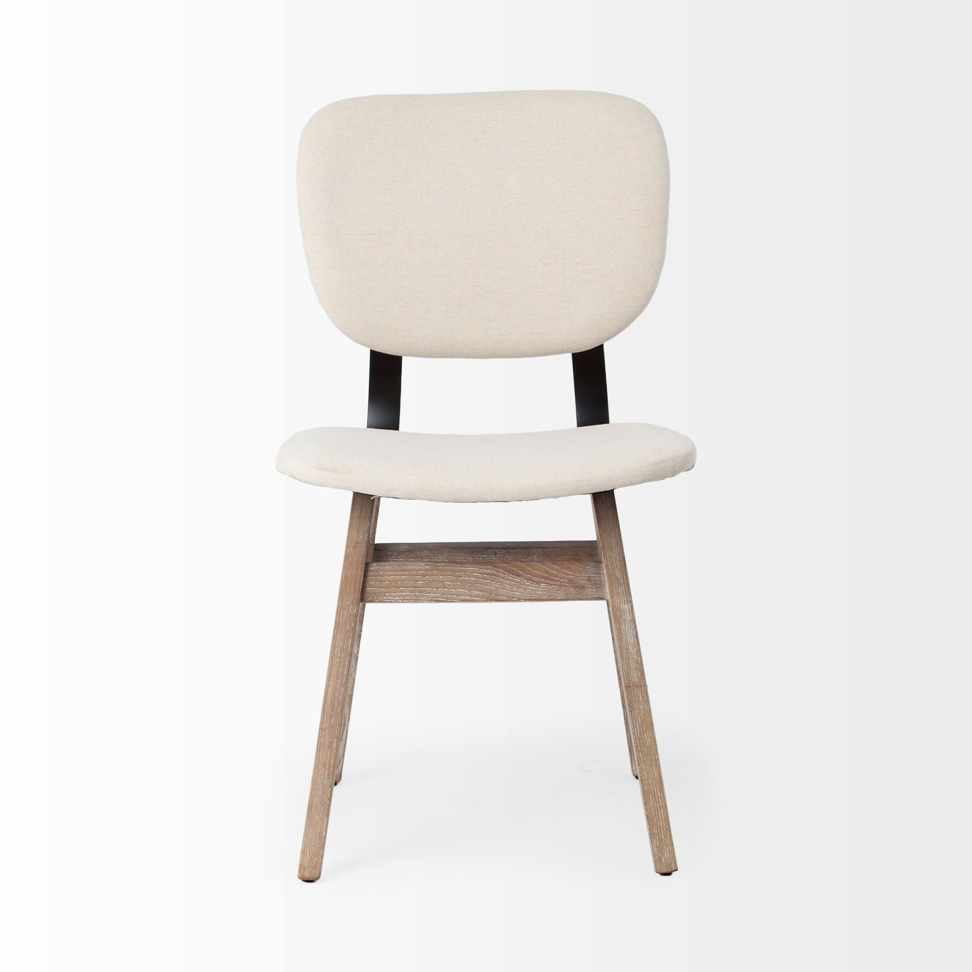 Haden I Cream Fabric Wrap Brown Solid Wood Base Dining Chair