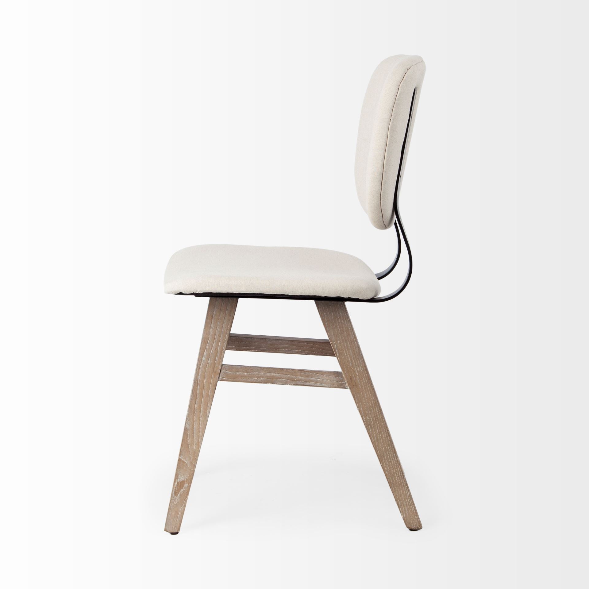 Haden I Cream Fabric Wrap Brown Solid Wood Base Dining Chair