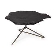 Pinera 37"x33" Black Slate With Iron Base Coffee Table - Central Designs