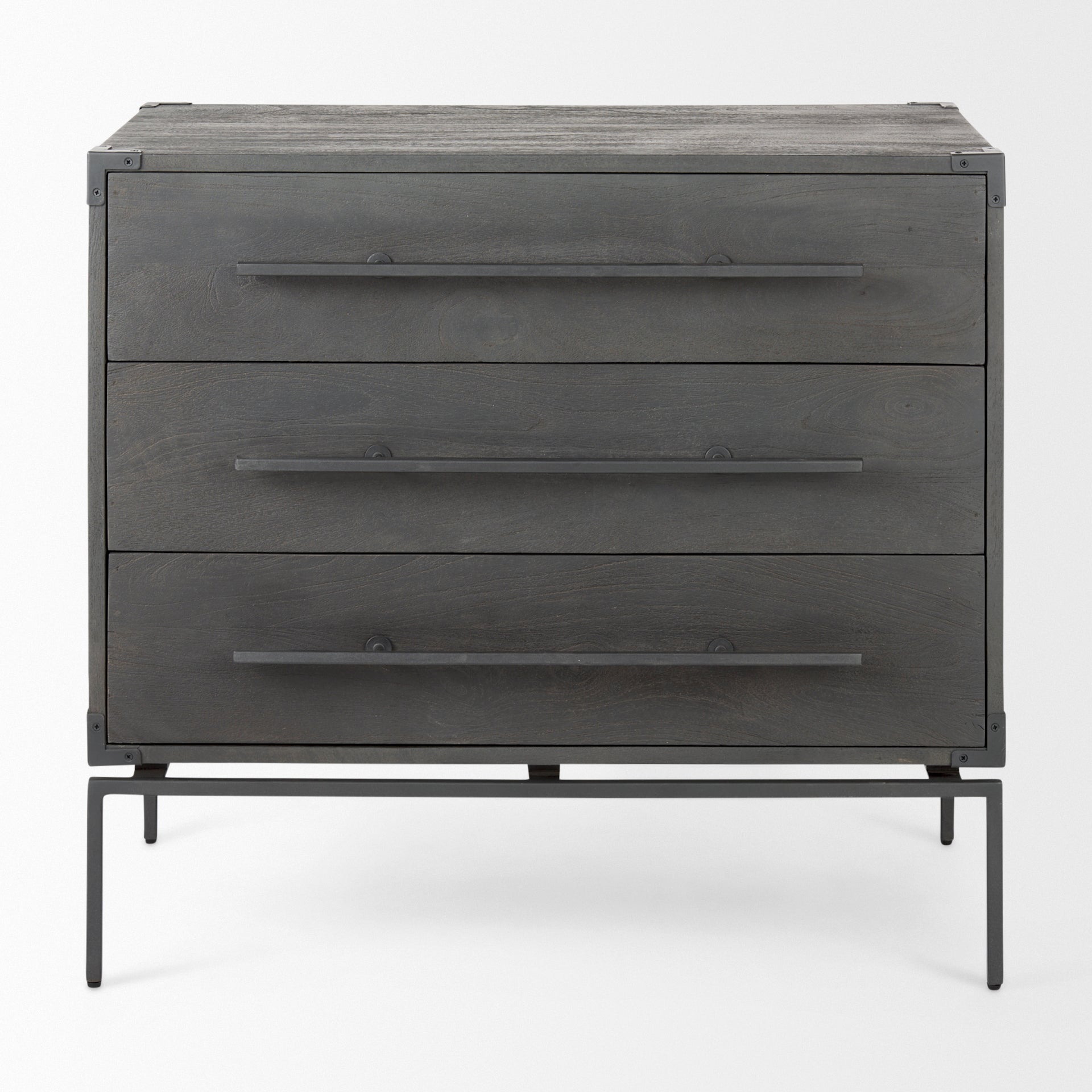 Ward 34L x 18W Brown Wood and Iron 3 Drawer Accent Cabinet - Central Designs