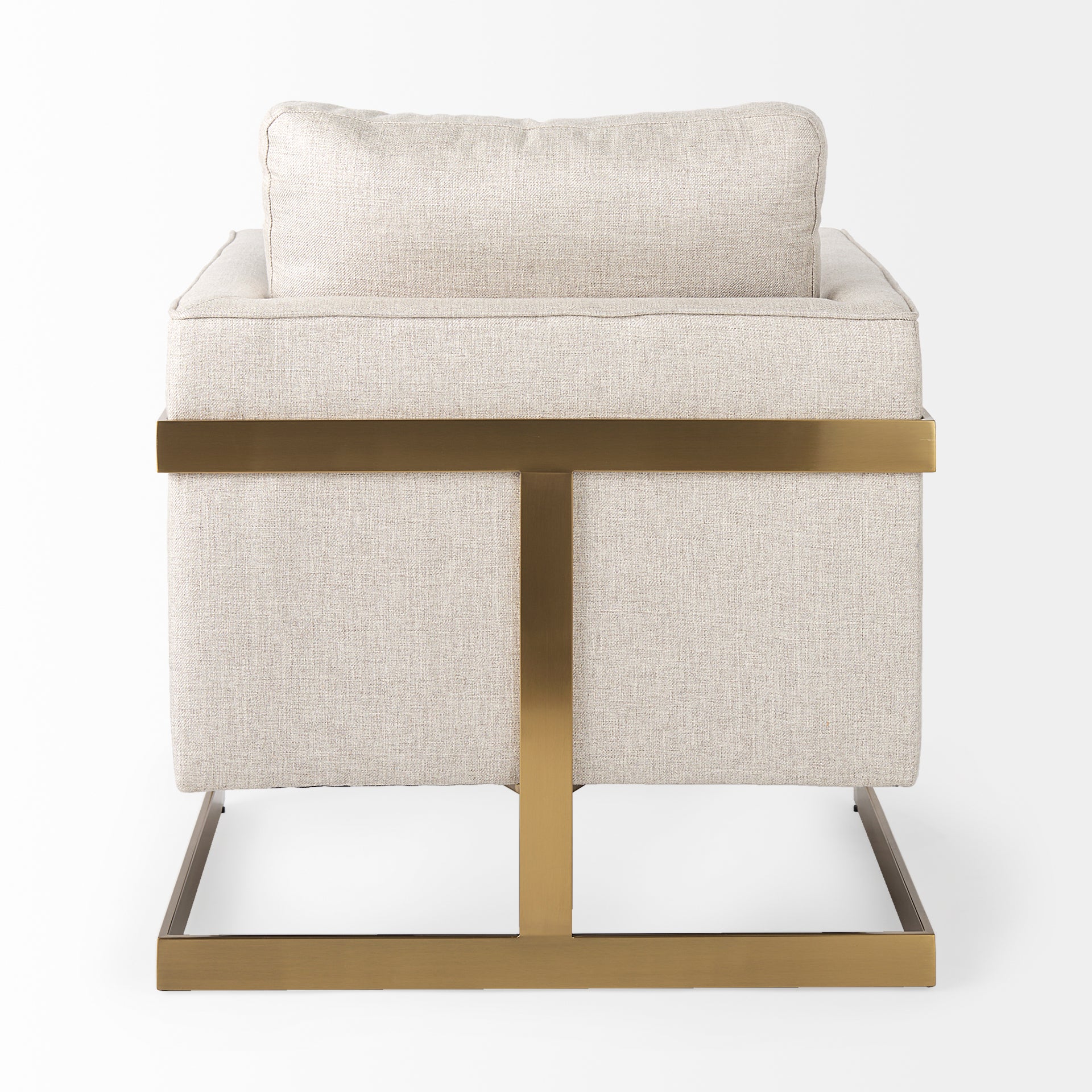 Rupert Cream Poly-Linen Seat w/ Gold Stainless Steel Frame Accent Chair