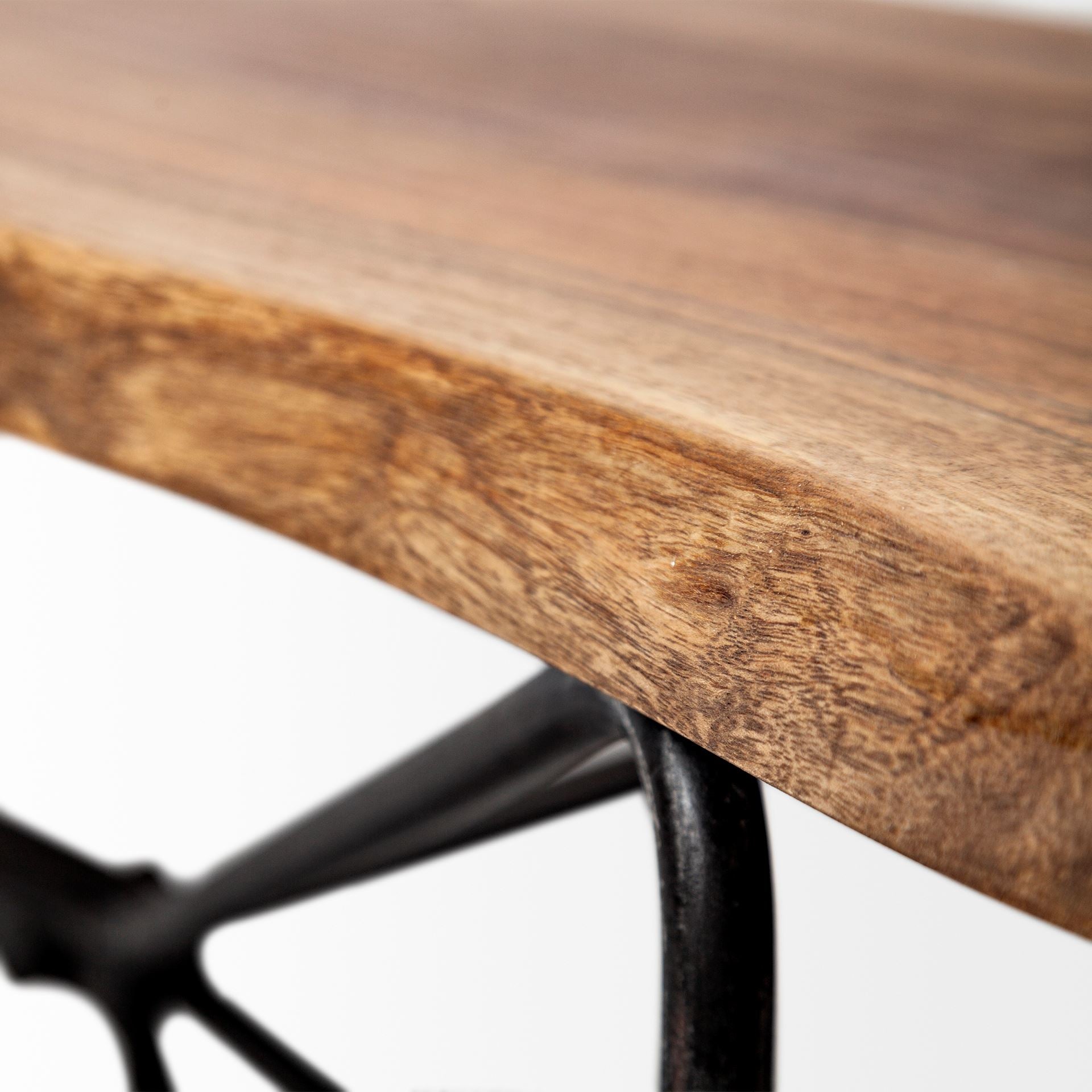 Papillion III 66x18 Natural Solid Wood and Iron Dining Bench