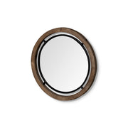 Josi 19" Brown Wood and Black Metal Frame Mirror