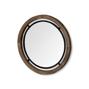 Josi 24" Brown Wood and Black Metal Frame Mirror - Central Designs