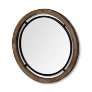 Josi 28" Brown Wood and Black Metal Frame Mirror