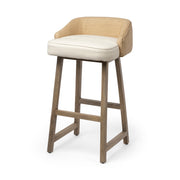 Monmouth 30.5" Seat Height Cream/Beige Fabric Seat Brown Wood Frame Bar Stool - Central Designs