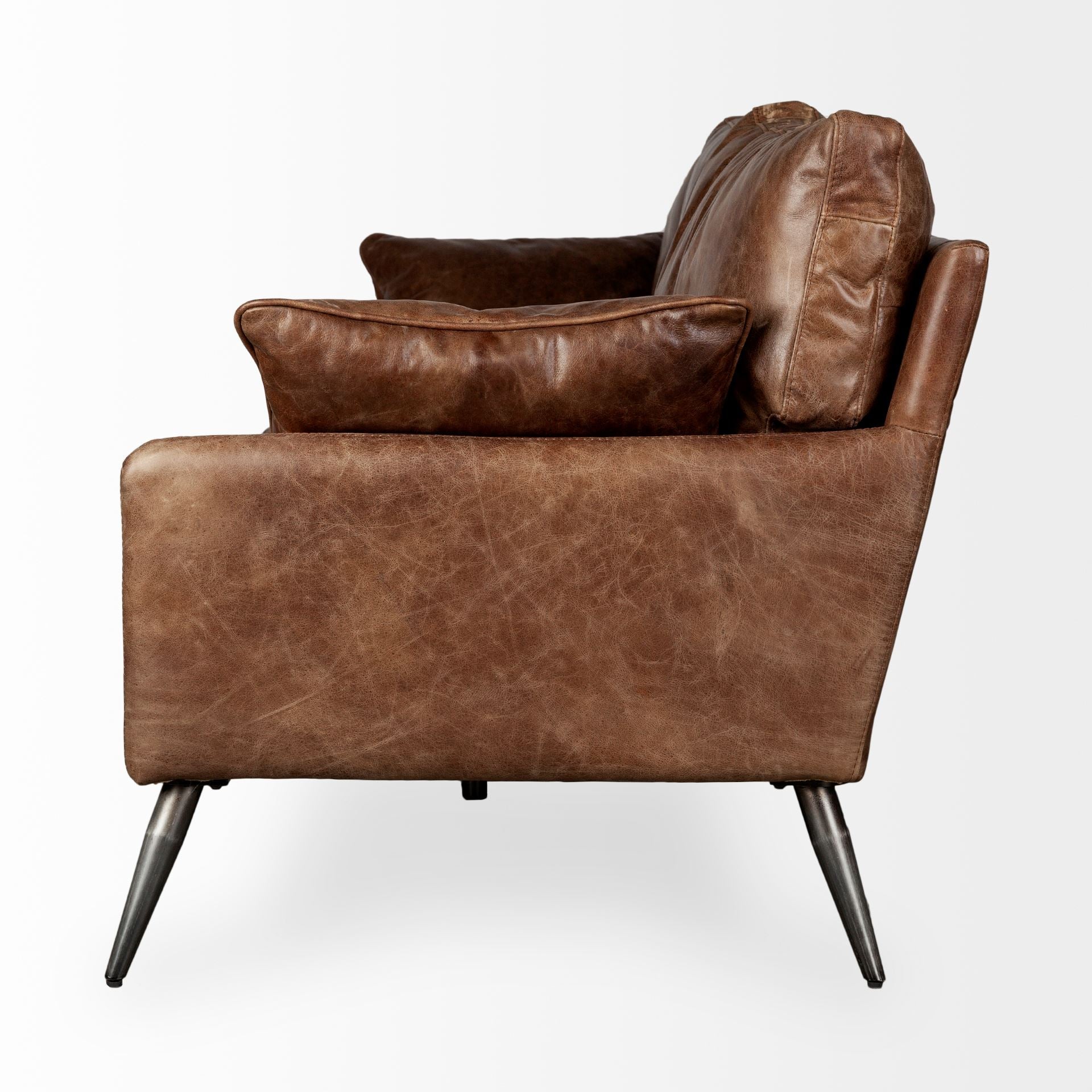 Cochrane II 82L x 33W x 32.25H Brown Leather Three Seater Sofa